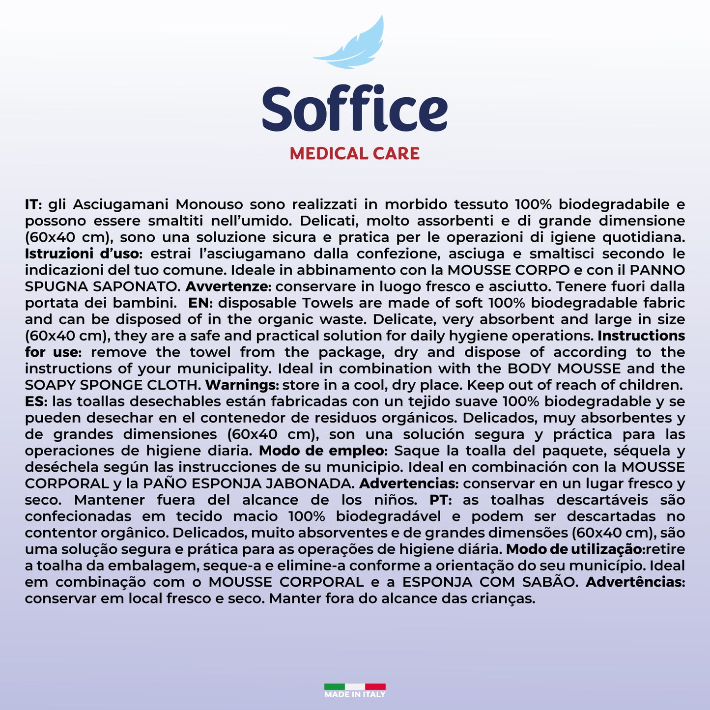 ASCIUGAMANI MONOUSO - 16 pezzi - 12 Confezioni