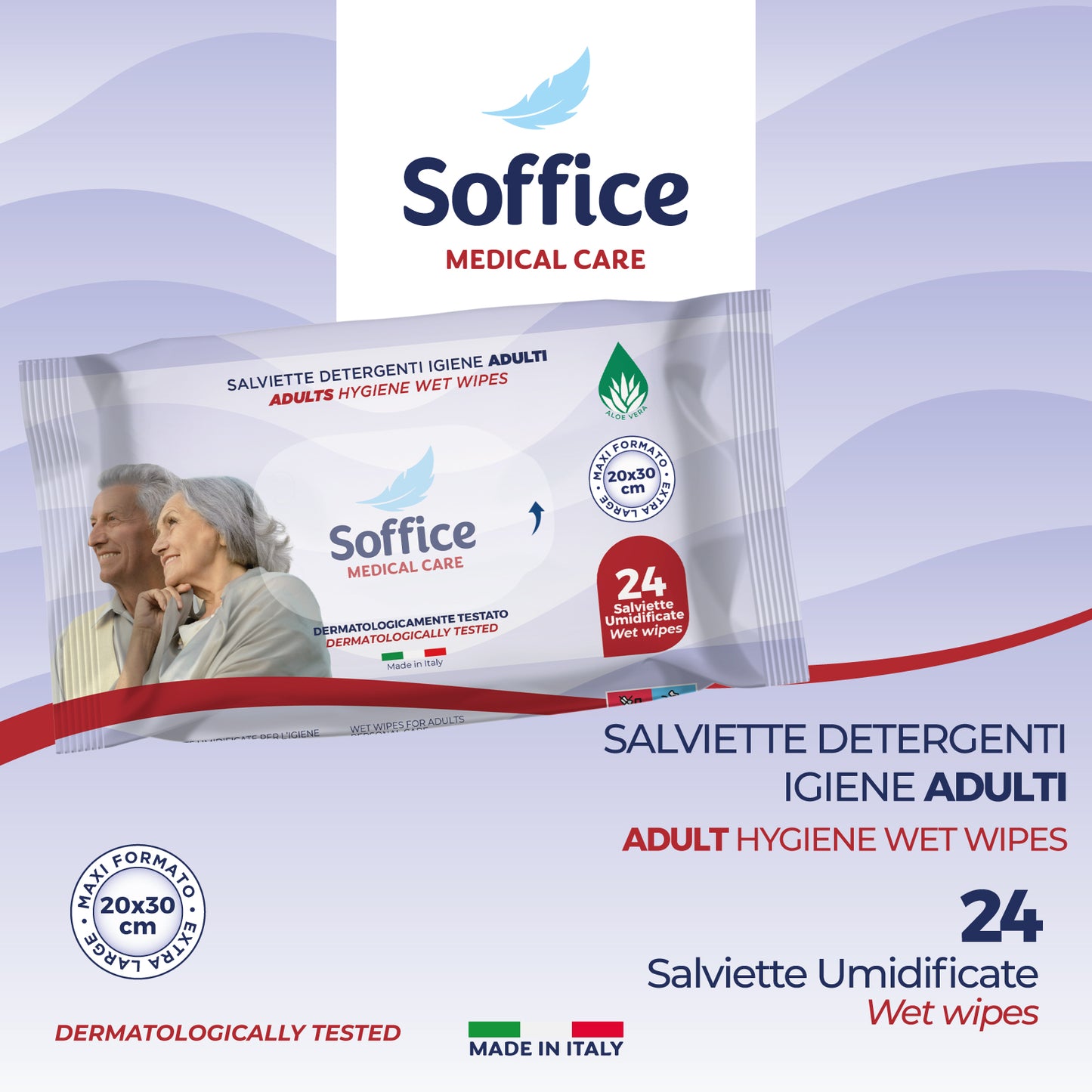 SALVIETTE DETERGENTI IGIENE ADULTI - 24 pezzi - 12 Confezioni