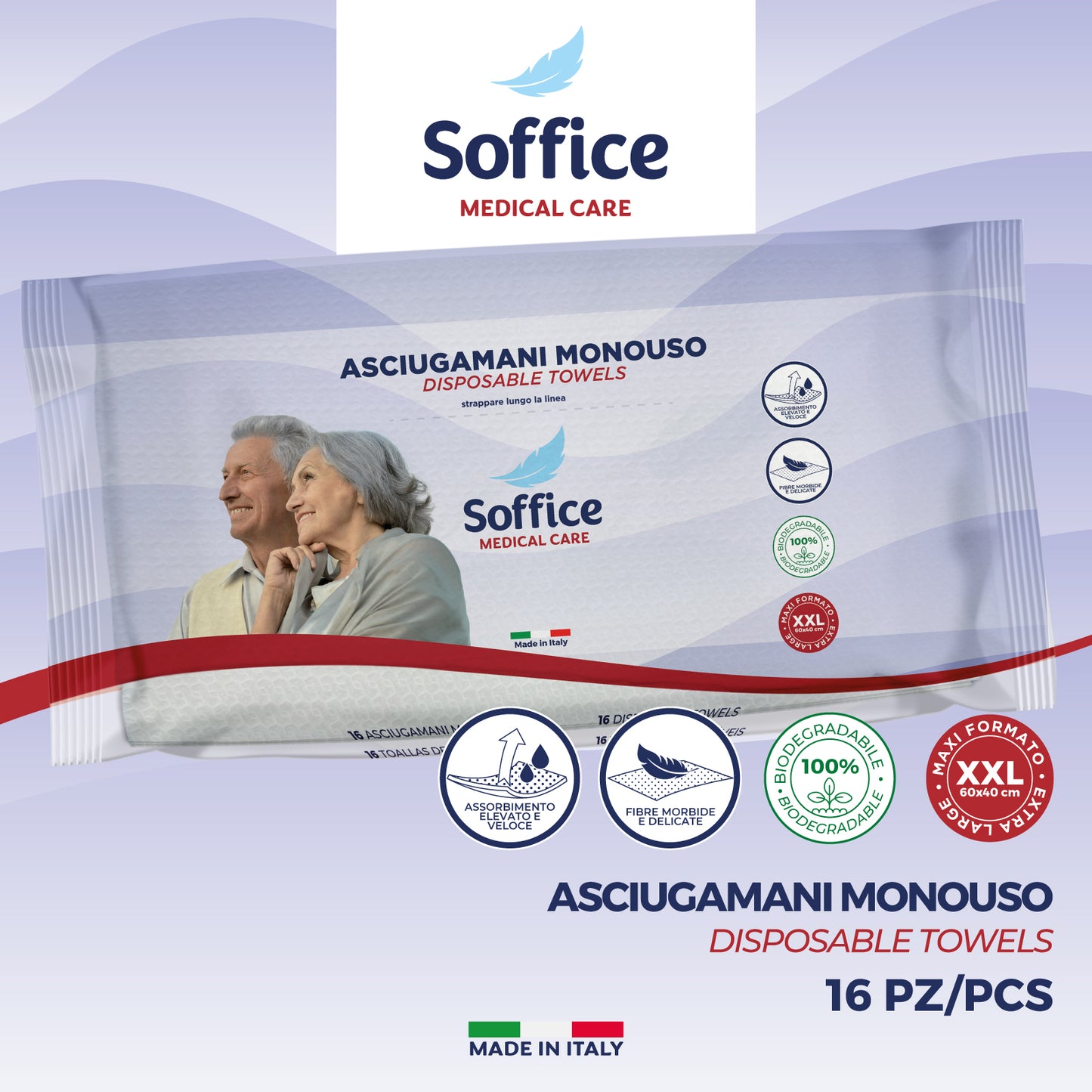ASCIUGAMANI MONOUSO - 16 pezzi -  12 Confezioni
